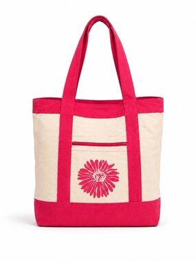 Jantzen Canvas Tote Bag With Pink Flower Design NWT